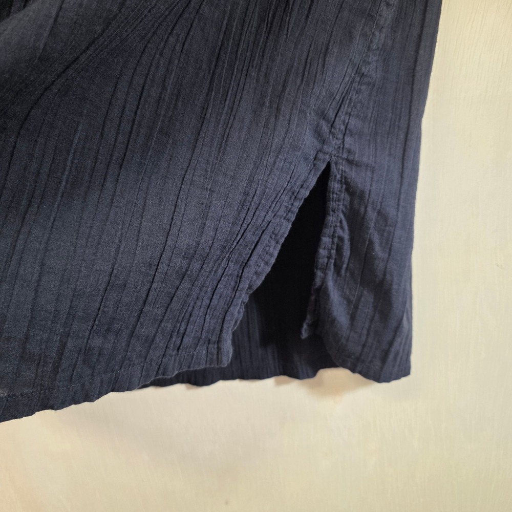 Lauren Ralph Lauren Black Cotton Gauze Roll Tab Beach Cover Up Shirt Medium - Picture 7 of 15